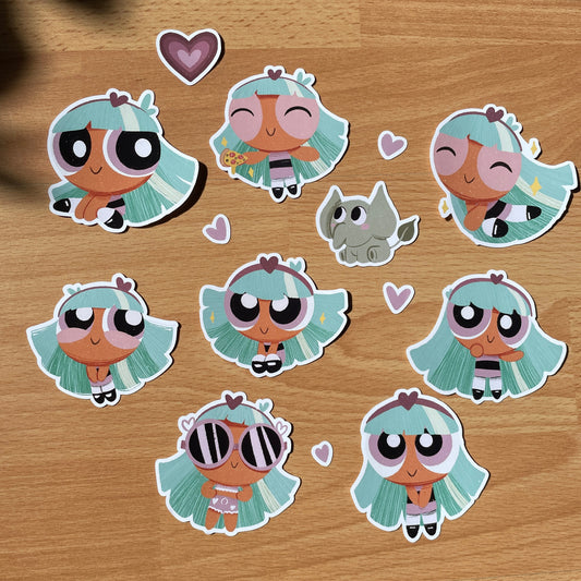 Pack Pegatinas Cristal Las Supernenas | Bliss The Powerpuff Girls Stickers Pack | Cartoon Network Fanart | Las Chicas Superpoderosas