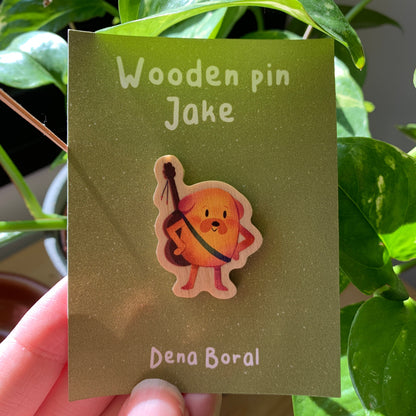Pin de Madera Jake Hora de Aventuras | Jake el perro Wooden Pin Inspired | Pin Original Regalo Eco Friendly Madera Natural