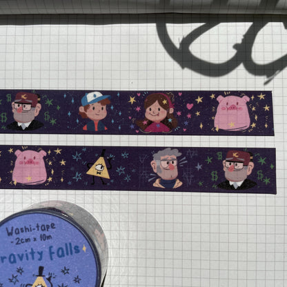 Washi Tape Gravity Falls Universe Ilustrado: Cinta Decorativa Retro y Kawaii de la colección "Gravity Falls"