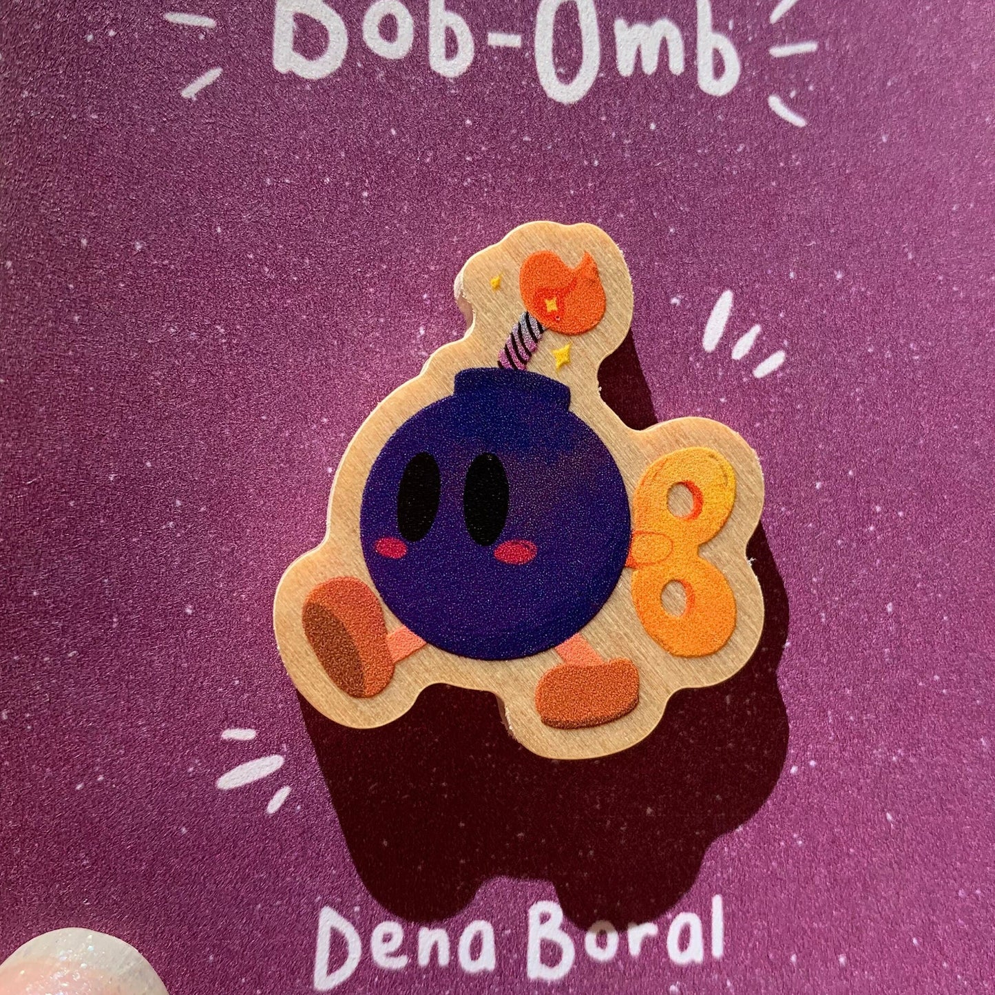 Pin de madera natural, Bob-Omb Super Mario Bros, Nintendo Switch