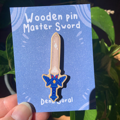 Pin de Madera Zelda Espada | Zelda Master Sword Natural Wooden Pin Badge | ECO Friendly Pine Wood