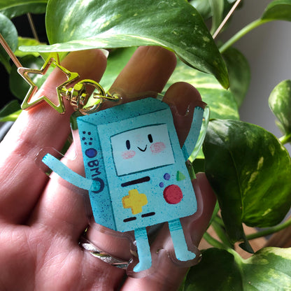 BMO Adventure Time Keyring | Hora de Aventuras llavero acrilico | Fanart Llavero colgante regalo llaves mochila Keychain