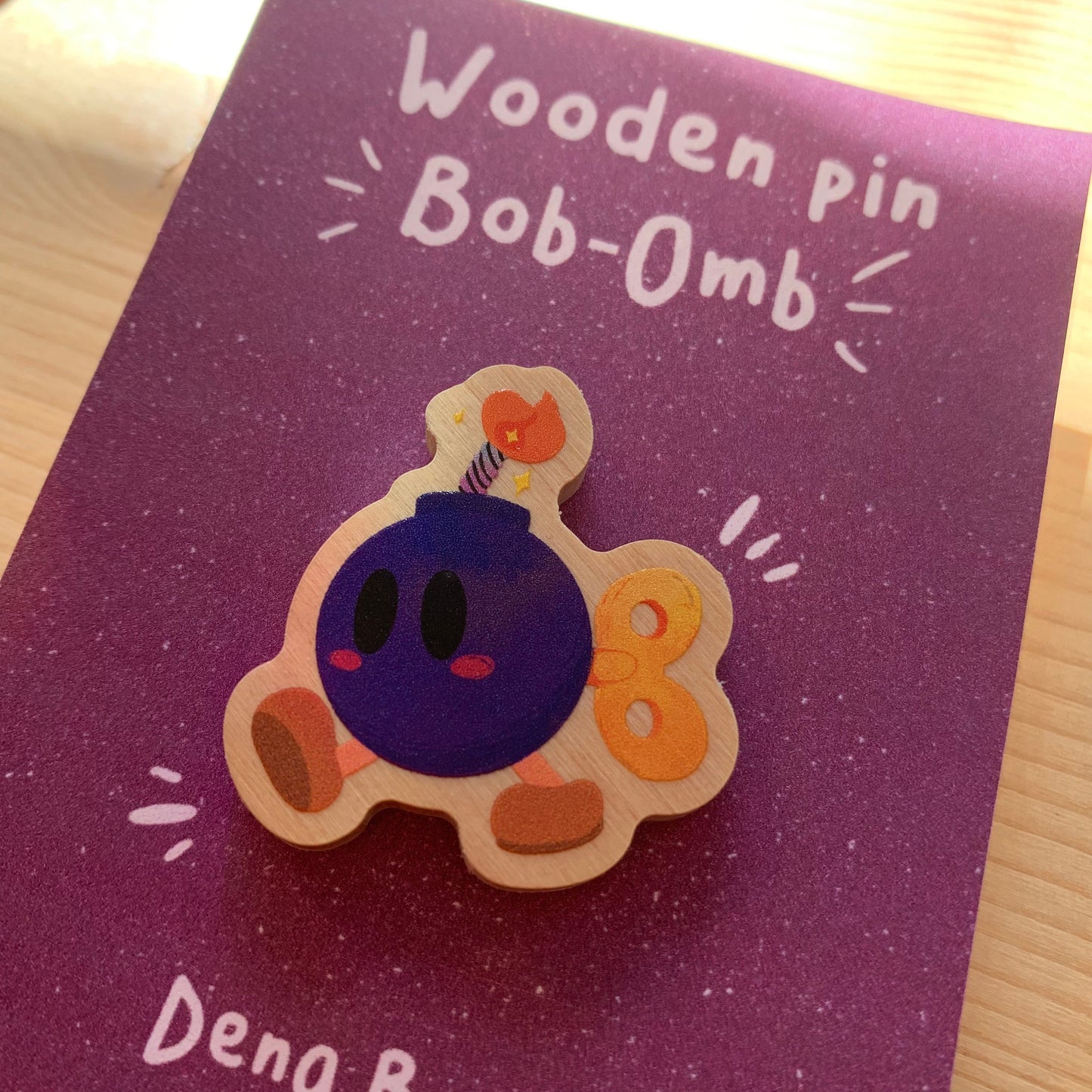 Pin de madera natural, Bob-Omb Super Mario Bros, Nintendo Switch