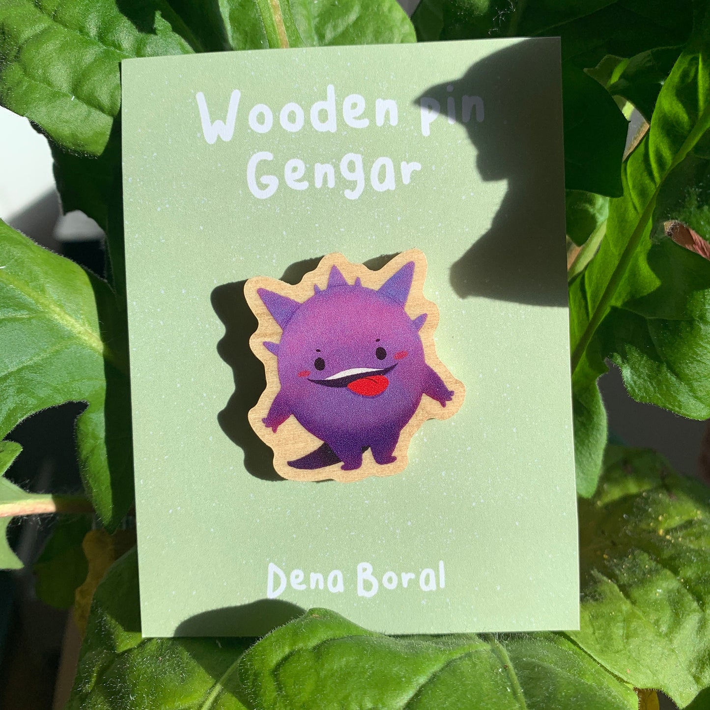 Gengar-Poke Wooden Pin Badge Original Gift Inspired Fanart | Eco Friendly | Natural