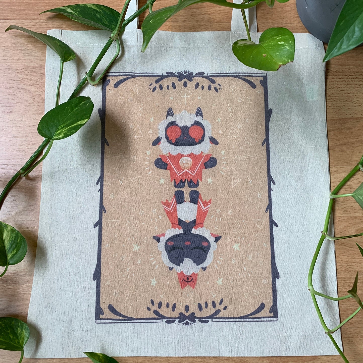 Tote Bag Ilustración Cult Of The Lamb | Bolsa Tela Fanart Cult Of The Lamb | Fan Art 100% Algodón 40x40cm 16x16inch