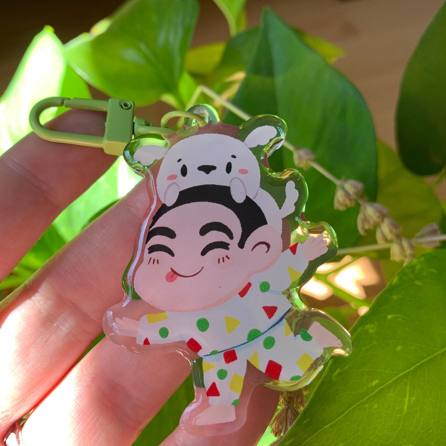 Shin-Chan Keyring | Llavero acrilico epoxy | Colgante regalo llaves mochila | Shin-Chan y Nevado