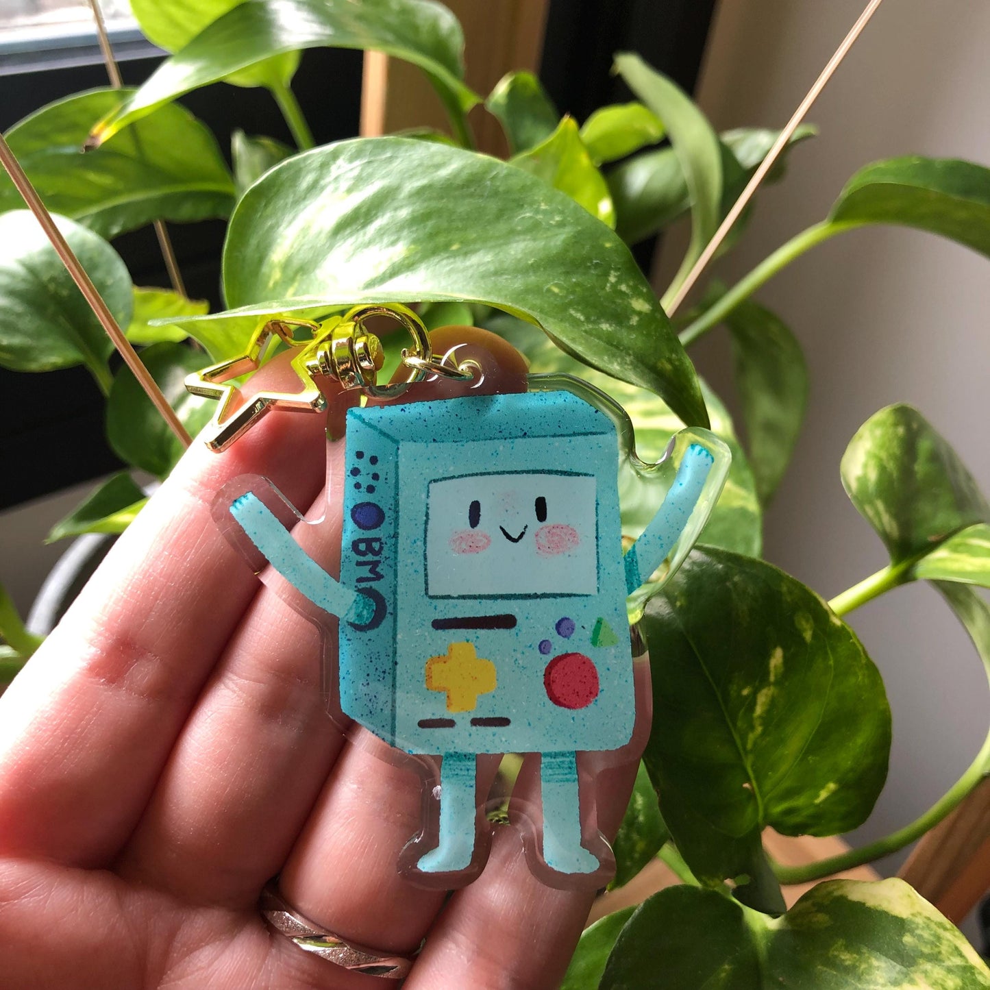 BMO Adventure Time Keyring | Hora de Aventuras llavero acrilico | Fanart Llavero colgante regalo llaves mochila Keychain