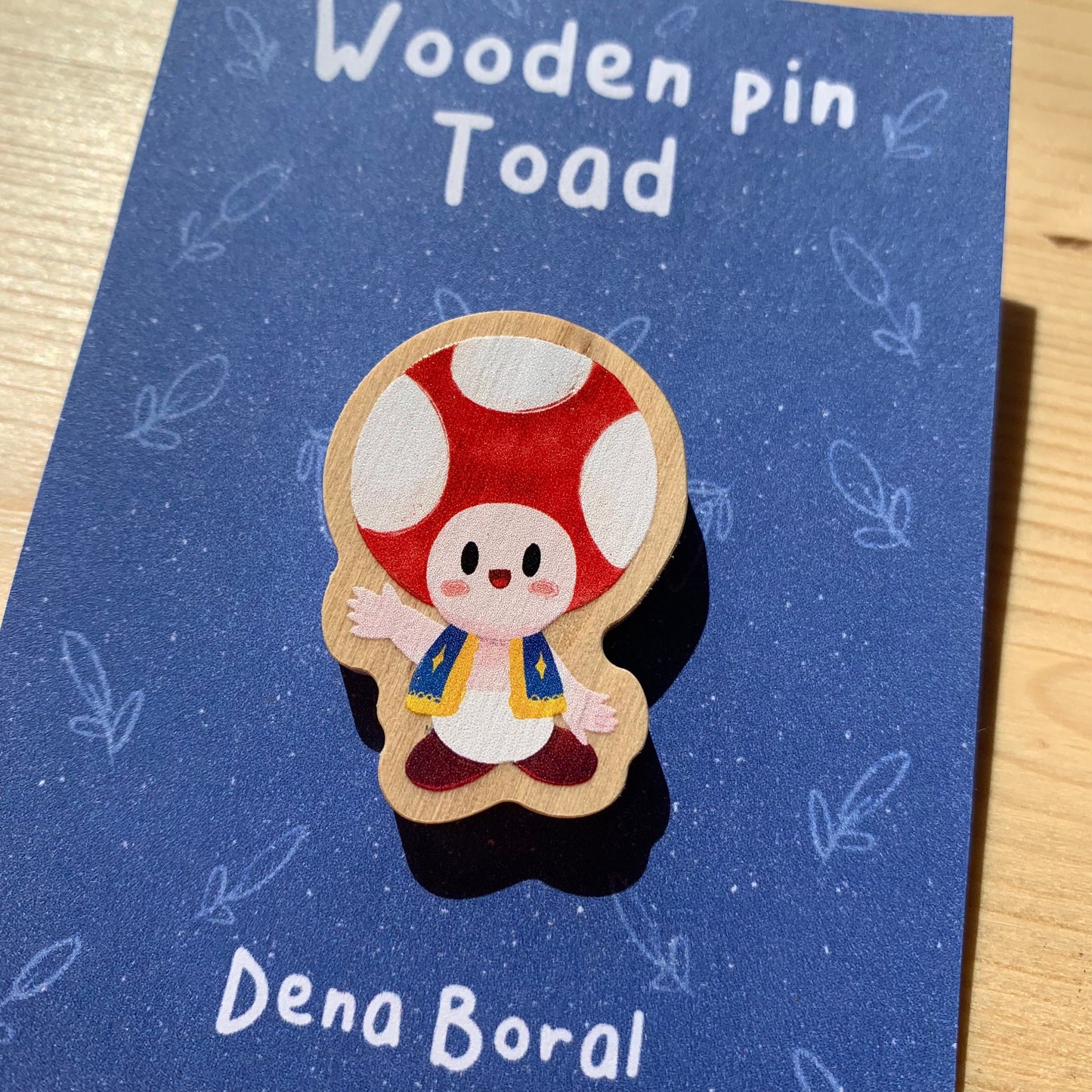Pin de madera natural, Toad Super Mario Bros, Nintendo Switch
