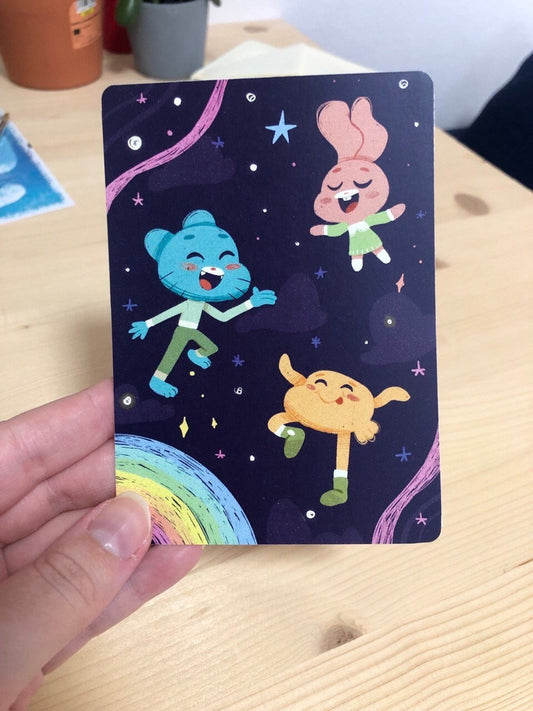 Postal Gumbal: Ilustración Original Tamaño A6 Mini Print  El asombroso Mundo de Gumball