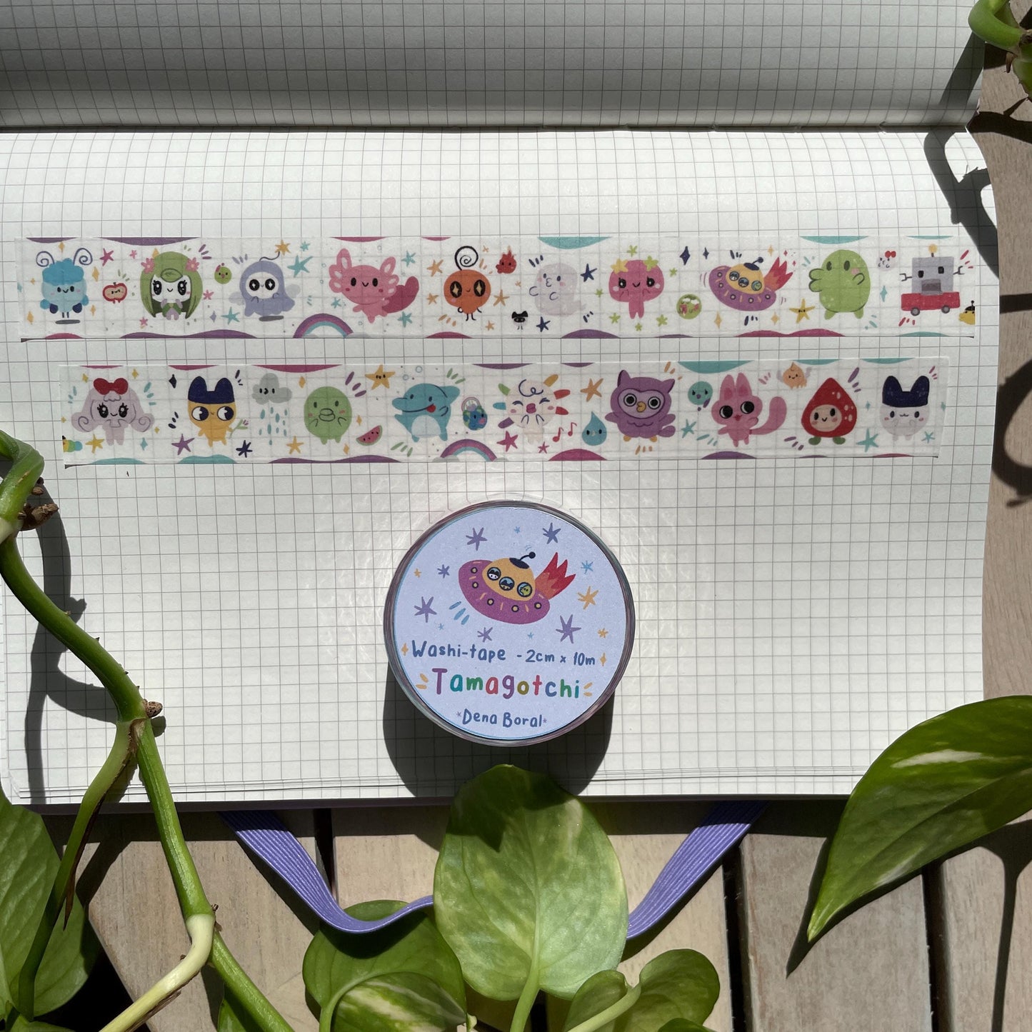 Washi Tape Tamagotchi Ilustrado: Cinta Decorativa Retro y Kawaii de la colección "Tamagotchi Paradise"