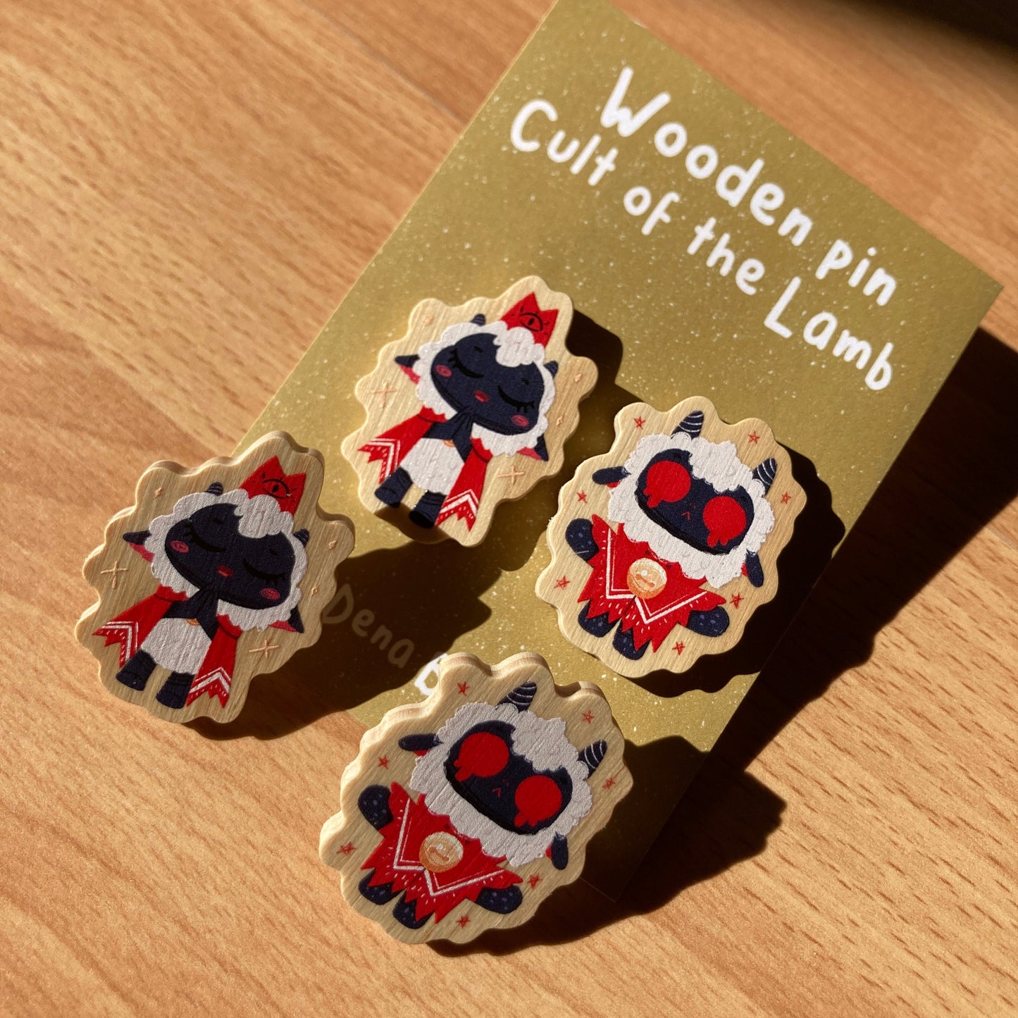 Pin de Madera Cult of the Lamb Pack de 2 | Wooden Pin Inspired | Pin Original Regalo Eco Friendly Madera Natural