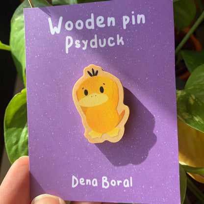 Pin de Madera Psyduck-poke |Psyduck  Wooden Pin Badge | Psyduck