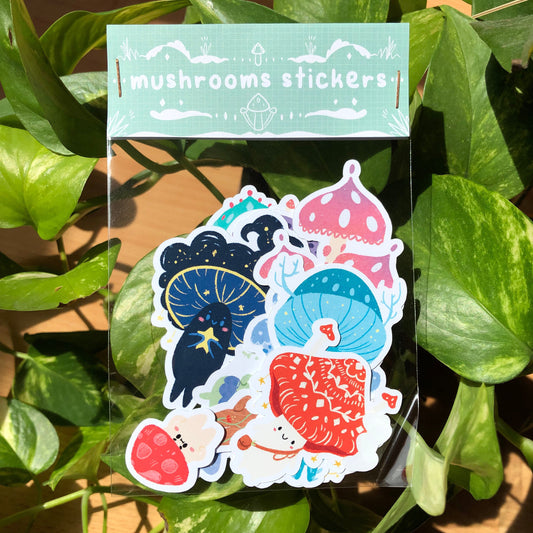 Pack de Pegatinas Champiñones, Pegatinas Otoñales Halloween Mushrooms Setas