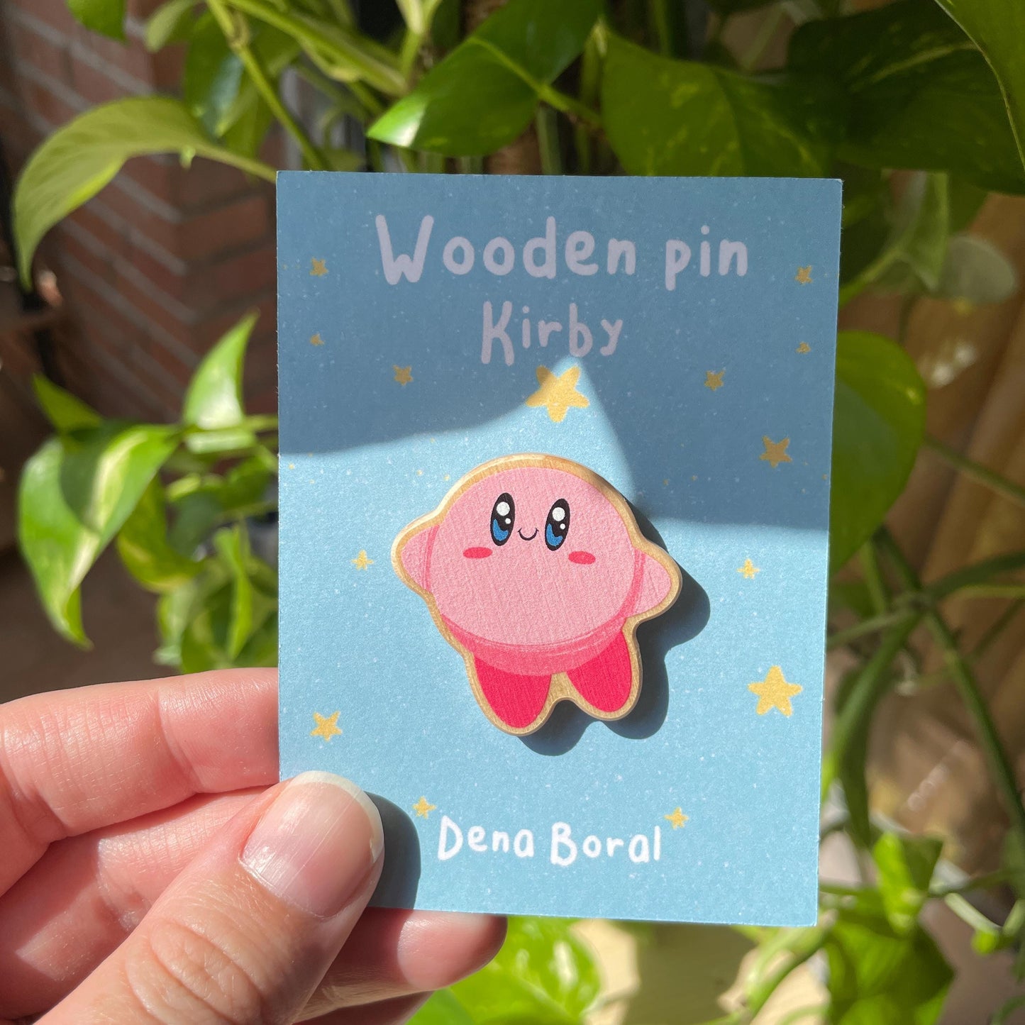 Kirby Fan Pack, Pegatinas y pin de madera natural de la colección Kirby, fanart de Nintendo