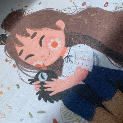 Tote Bag Birds | Bolsa Tela Ilustración Original Dena Boral | 100% Algodón 40x40cm 16x16inch