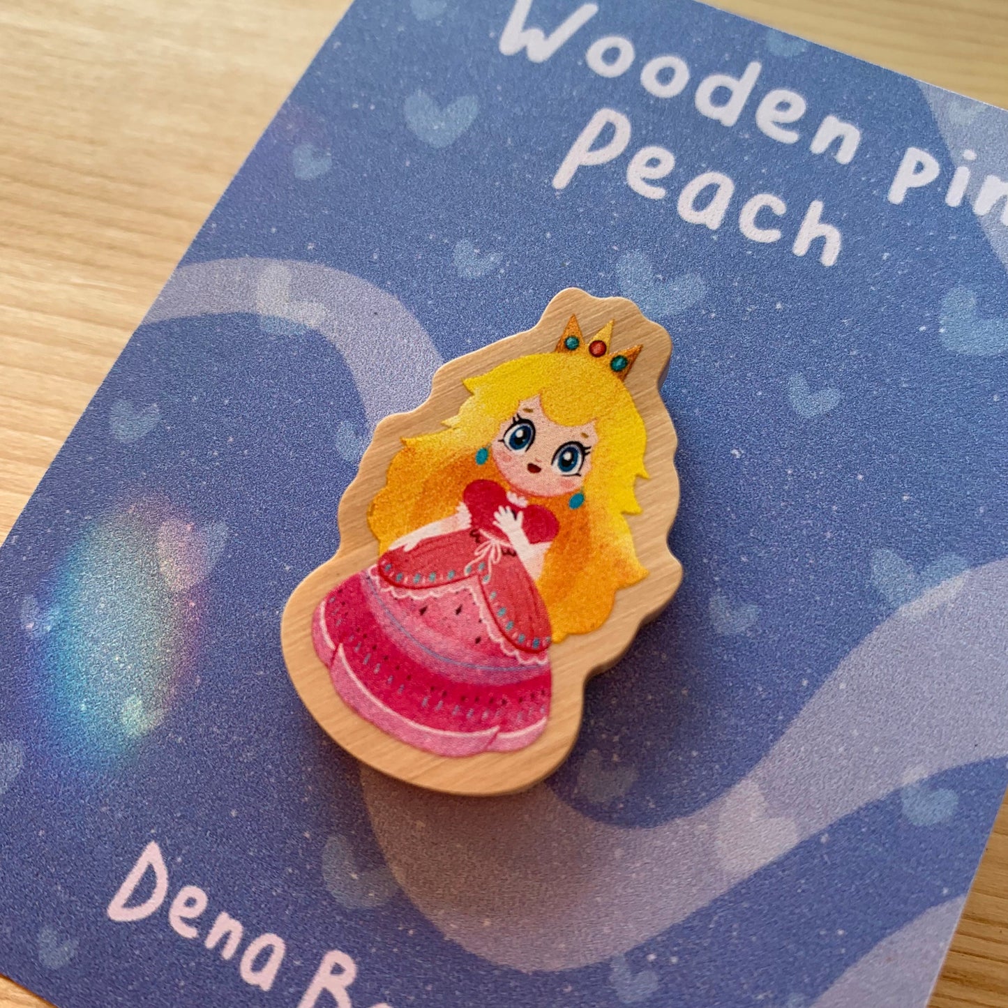 Pin de madera natural, Peach Super Mario Bros, Nintendo Switch