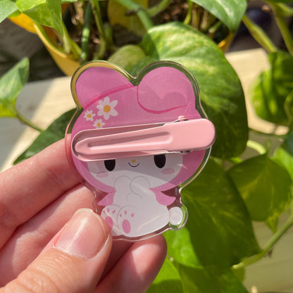 Pinza para el pelo inspirada en My Melody: pasador, horquilla, diseño brillante con glitter