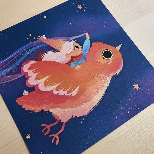 Print Magical Fly||Ilustración Pájaro | Bird Illustration | Art Colorful