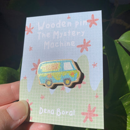 Pin de Madera The Mistery Machine | Furgoneta Scooby Años 90 Dibujos animados | Wooden Pin Badge