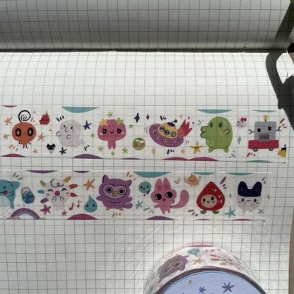 Washi Tape Tamagotchi Ilustrado: Cinta Decorativa Retro y Kawaii de la colección "Tamagotchi Paradise"