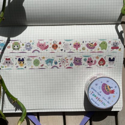 Washi Tape Tamagotchi Ilustrado: Cinta Decorativa Retro y Kawaii de la colección "Tamagotchi Paradise"