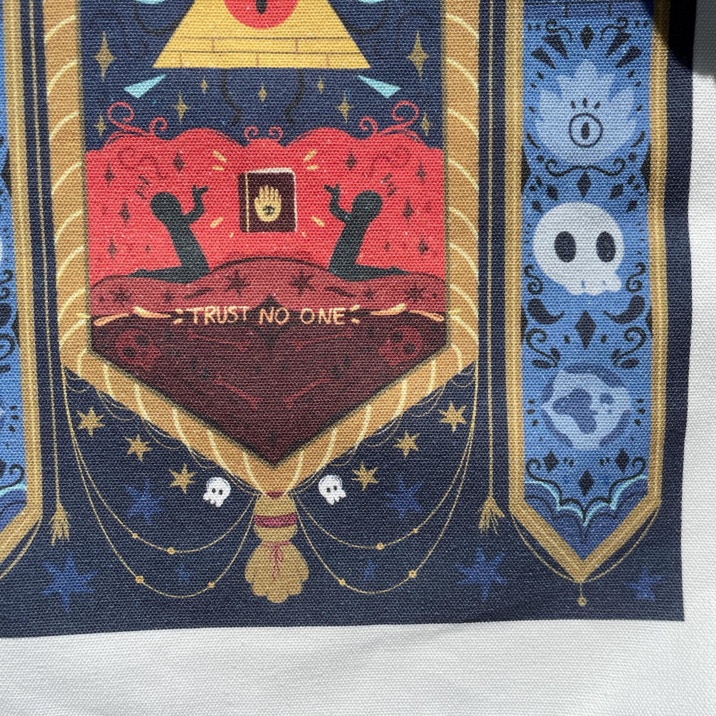 Tote bag de lino Gravity Falls Bill Cipher King & Cult, doble diseño, 40x40 cm, bolsa ecológica reutilizable, lavable y muy resistente