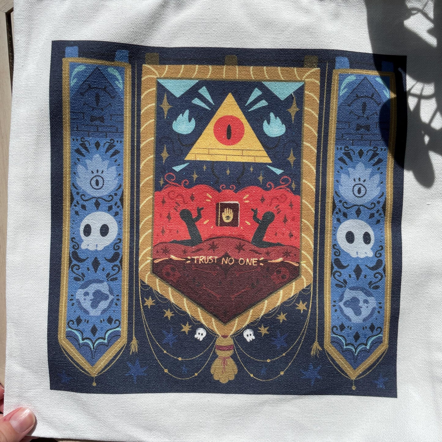 Tote bag de lino Gravity Falls Bill Cipher King & Cult, doble diseño, 40x40 cm, bolsa ecológica reutilizable, lavable y muy resistente