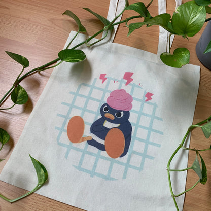 Tote Bag Pingu Enfadado | Bolsa Tela Fanart Angry Pingu Totebag | Fan Art 100% Algodón 40x40cm 16x16inch