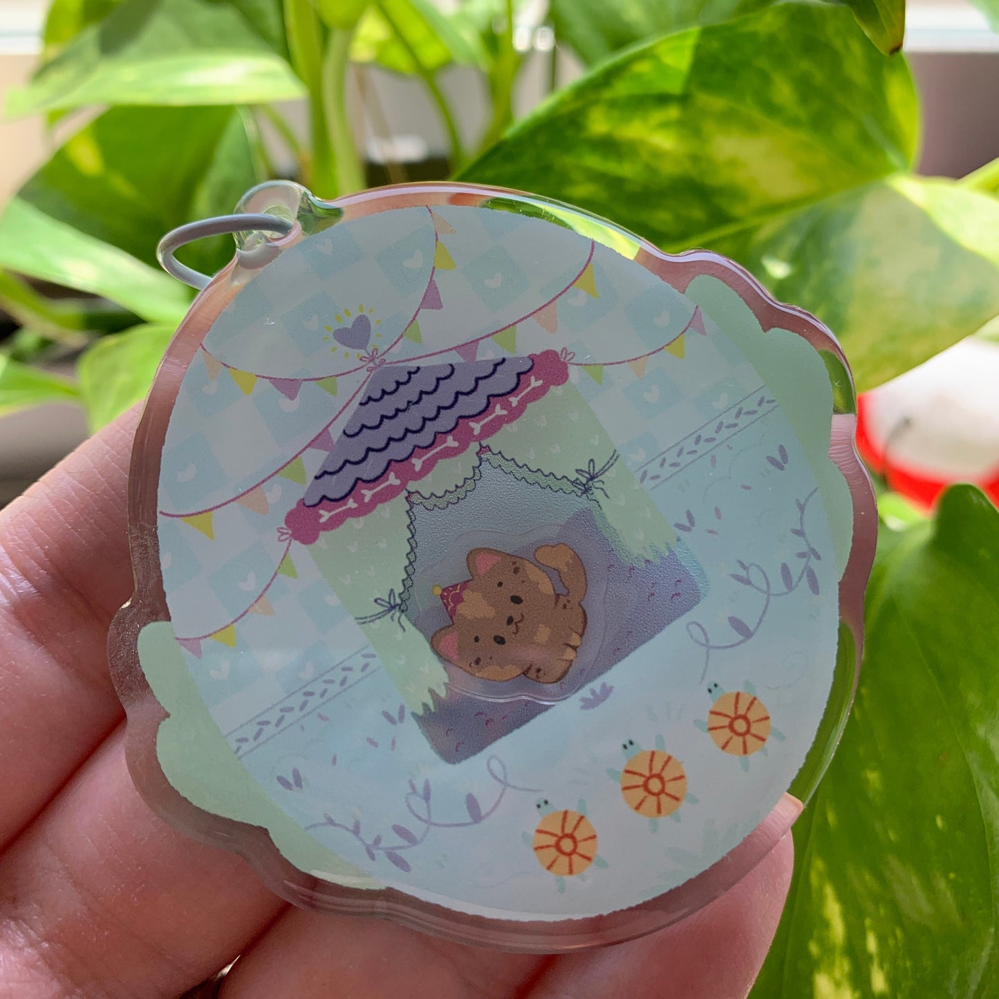 Llavero perro caseta marrón | Tamagotchi shaker