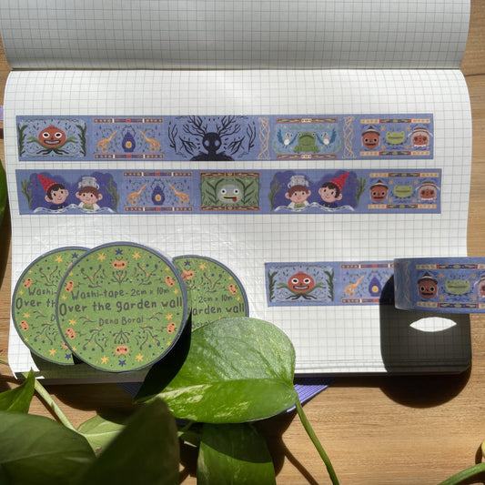 Washi Tape Over The Garden Wall Ilustrado: Cinta Decorativa Retro y Kawaii de la colección "OTGW"