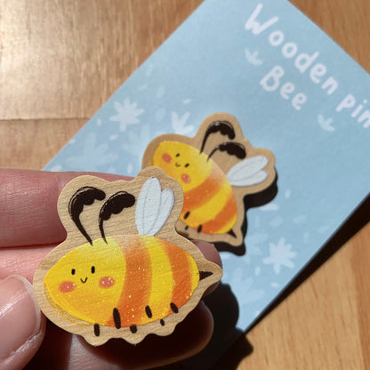 Pin de Madera Abeja | Wooden Pin Arte Original | Pin Regalo Eco Friendly Madera Natural