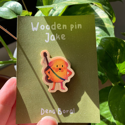 Pin de Madera Jake Hora de Aventuras | Jake el perro Wooden Pin Inspired | Pin Original Regalo Eco Friendly Madera Natural
