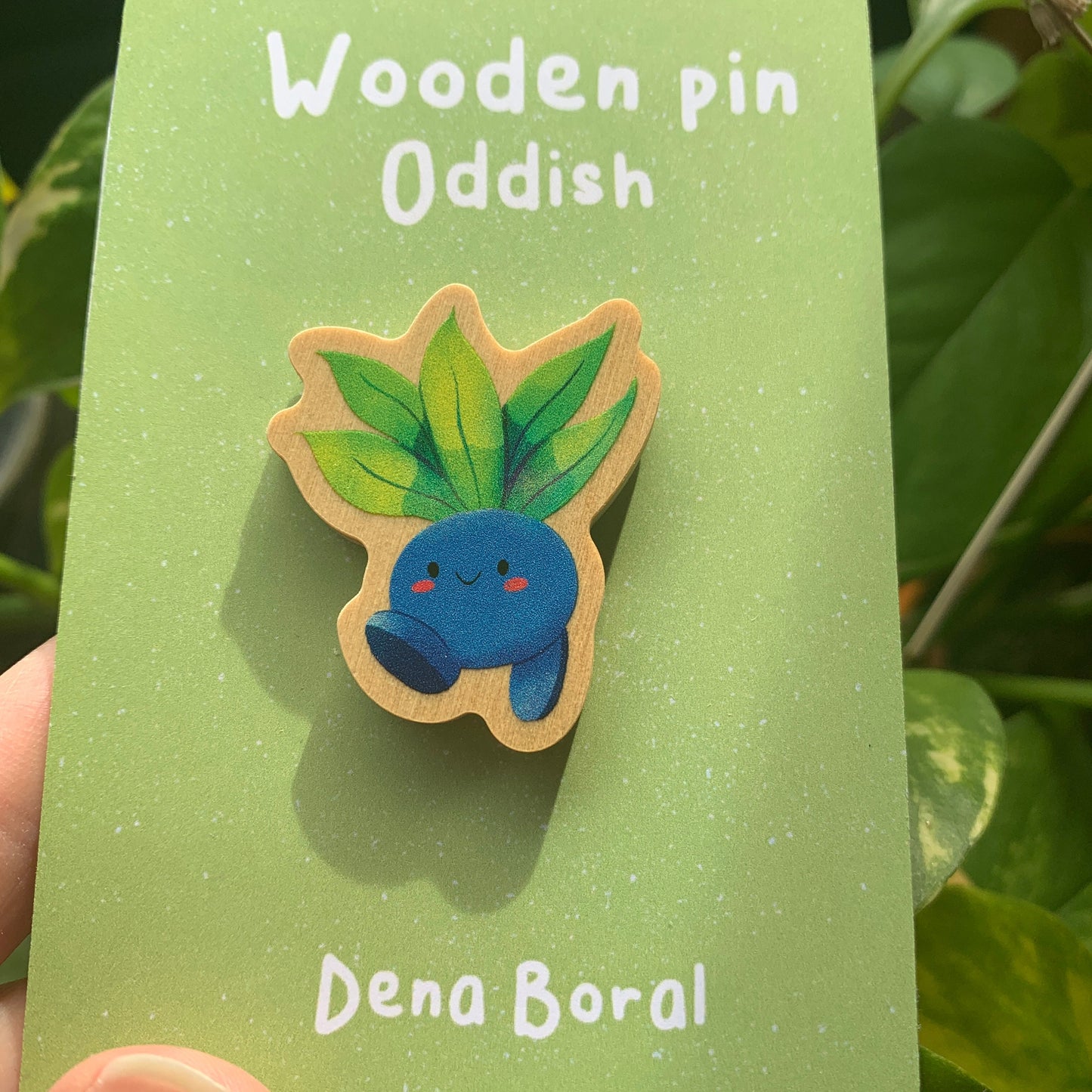 Pin de Madera Oddish-poke | Oddish  Wooden Pin Badge | Oddish