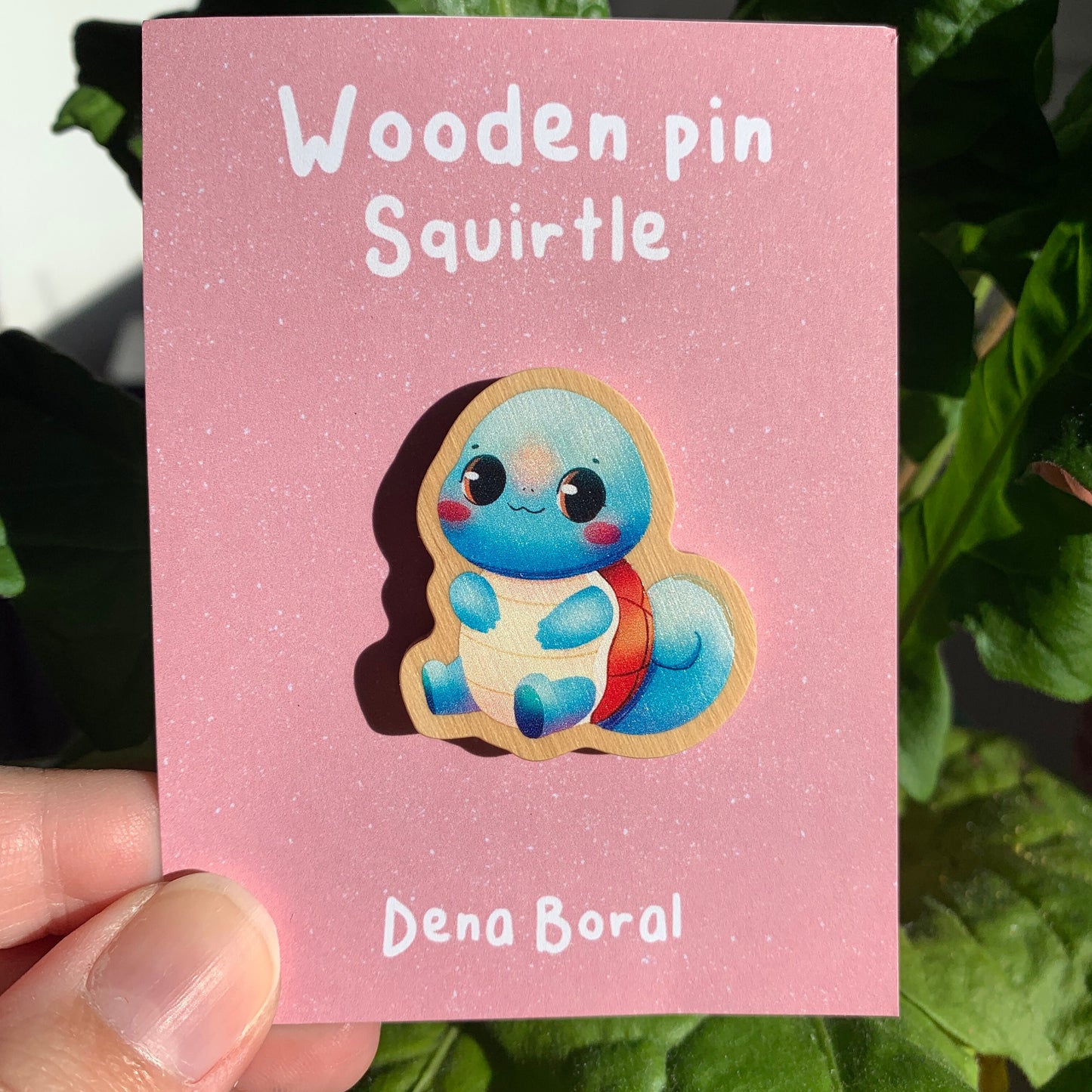 Squirtle-poke Wooden Pin Badge Original Gift Inspired Fanart | Eco Friendly | Natural