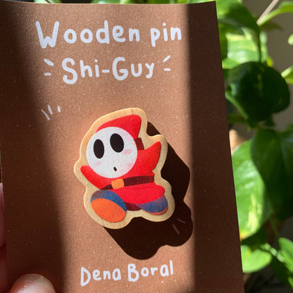 Pin de madera natural, Shi-Guy Super Mario Bros, Nintendo Switch