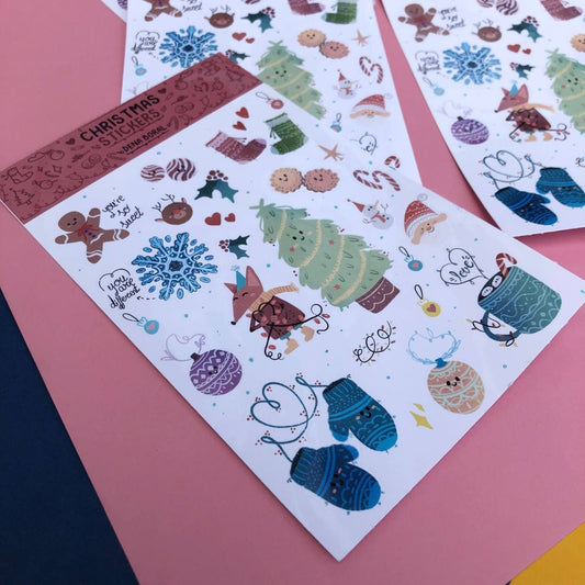 Pegatinas Navidad Christmas | Hoja de pegatinas stickers decoración | Pack de pegatinas precortadas