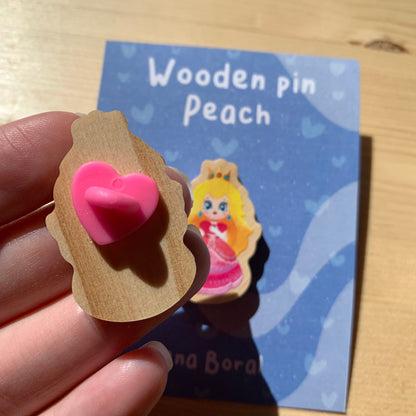 Pin de madera natural, Peach Super Mario Bros, Nintendo Switch
