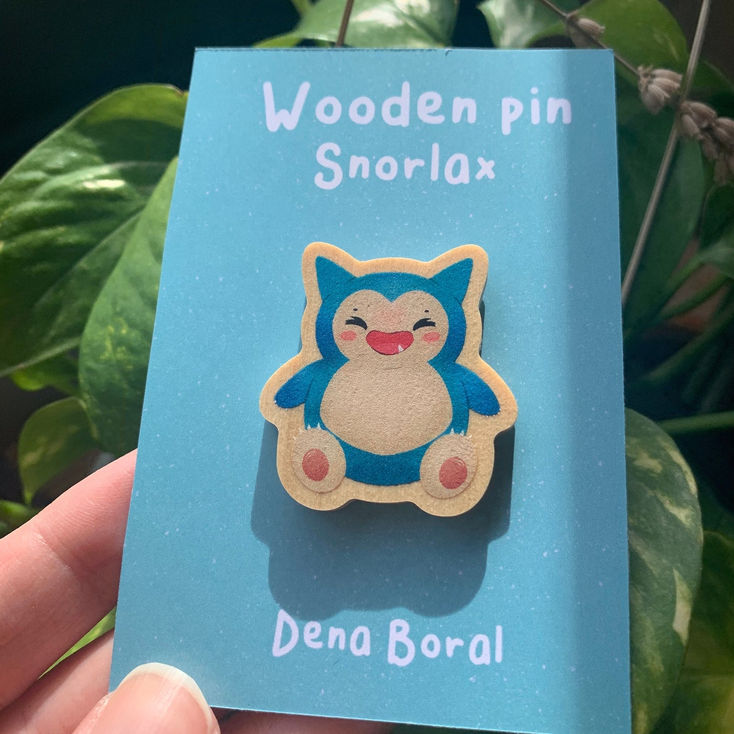 Pin de Madera Snorlax-poke   |Snorlax  Wooden Pin Badge | Snorlax