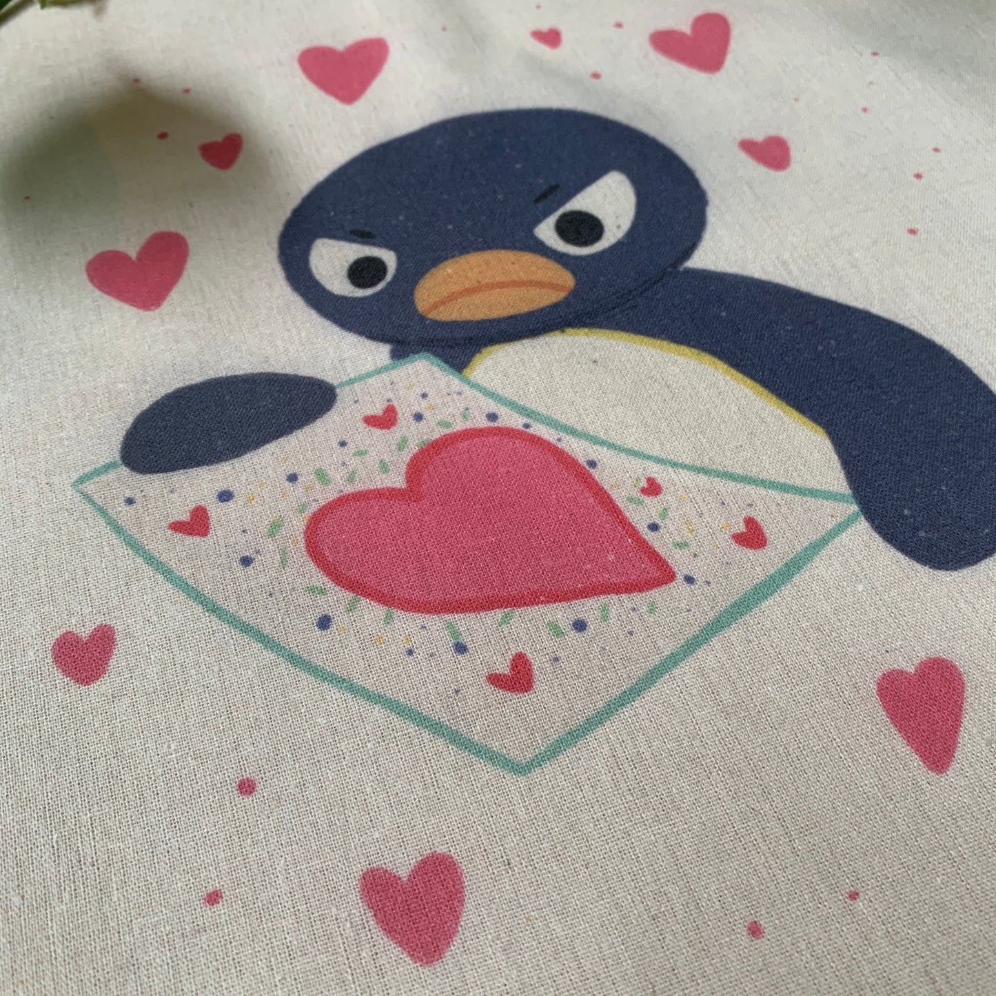 Tote Bag Pingu San Valentín | Bolsa Tela Fanart Valentine's Day Pingu Totebag | Fan Art 100% Algodón 40x40cm 16x16inch