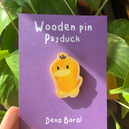 Pin de Madera Psyduck-poke |Psyduck  Wooden Pin Badge | Psyduck