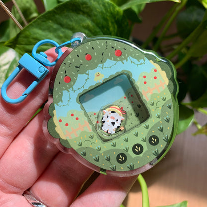 Llavero vaquita blanca | Tamagotchi shaker