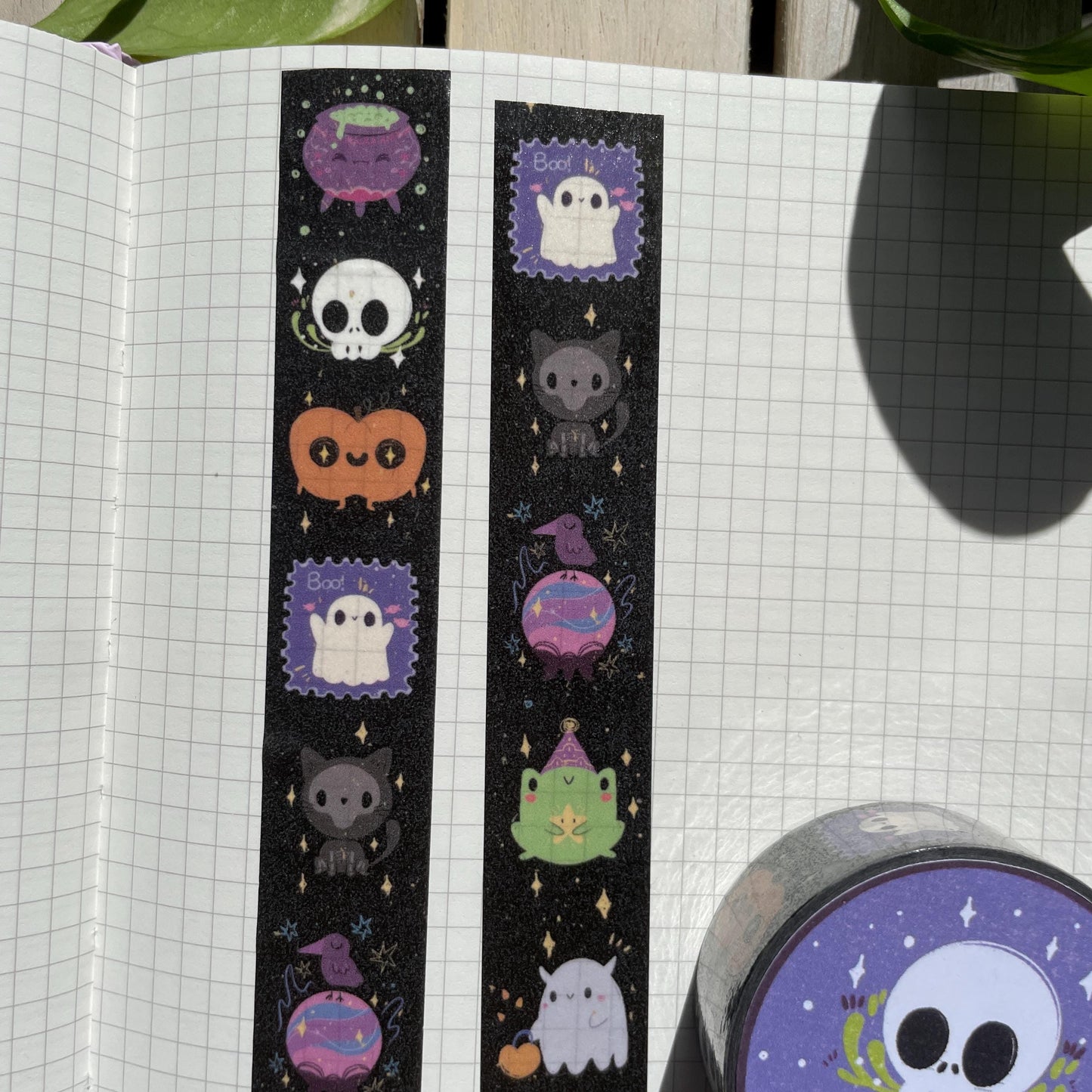 Washi Tape Spooky Monstruos Ilustrado: Cinta Decorativa Retro y Kawaii de la colección "Halloween"