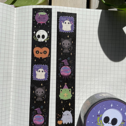 Washi Tape Spooky Monstruos Ilustrado: Cinta Decorativa Retro y Kawaii de la colección "Halloween"