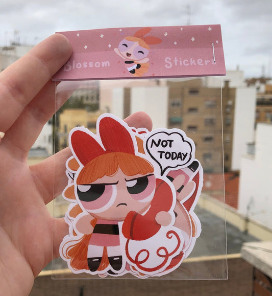 Pack Pegatinas Pétalo Las Supernenas | Blossom The Powerpuff Girls Stickers Pack | Cartoon Network Fanart | Las Chicas Superpoderosas