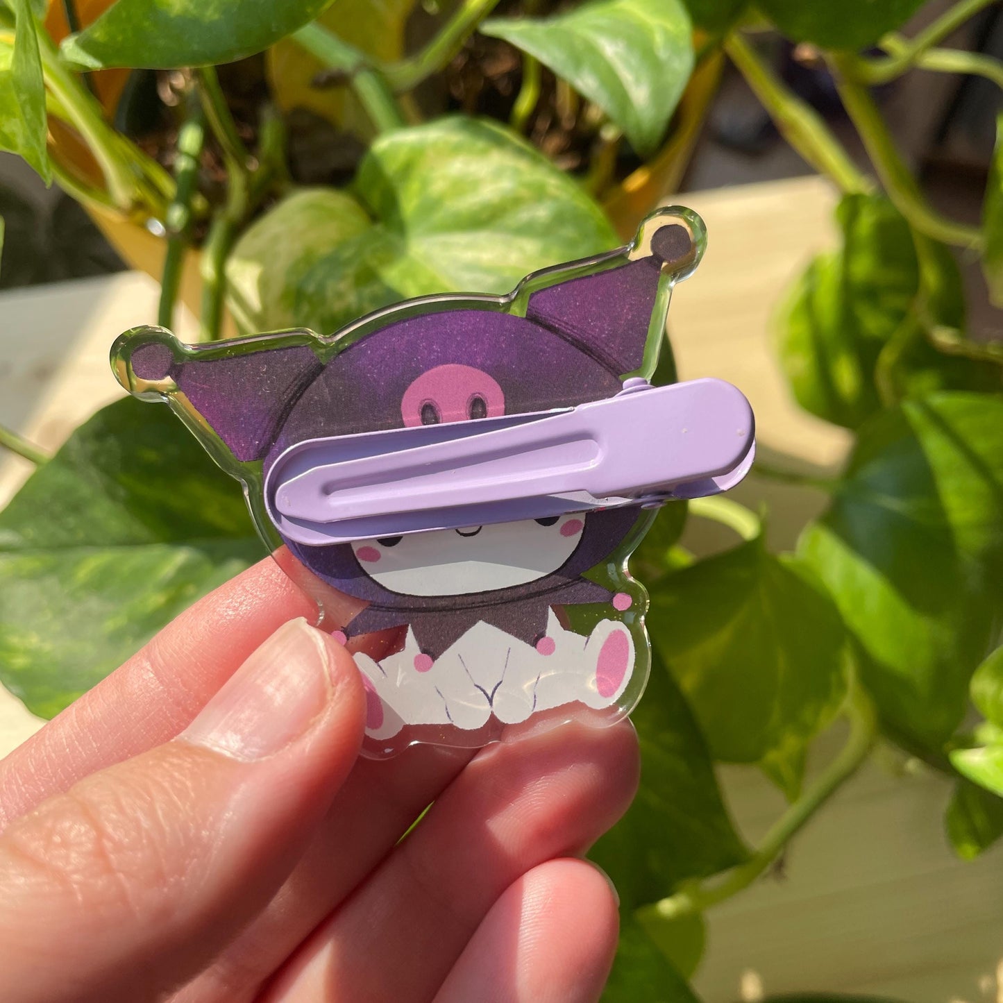 Pinza para el pelo inspirada en Kuromi: pasador, horquilla, diseño brillante con glitter