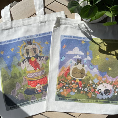 Tote bag de lino Cult of The Lamb Totem & Chill, doble diseño, 40x40 cm, bolsa ecológica reutilizable, lavable y muy resistente