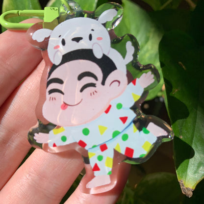 Shin-Chan Keyring | Llavero acrilico epoxy | Colgante regalo llaves mochila | Shin-Chan y Nevado