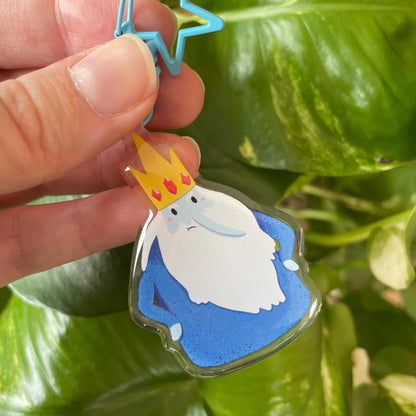 Rey Hielo Adventure Time Keyring | Ice King Hora de Aventuras llavero acrilico | Fanart Llavero colgante regalo llaves mochila Keychain