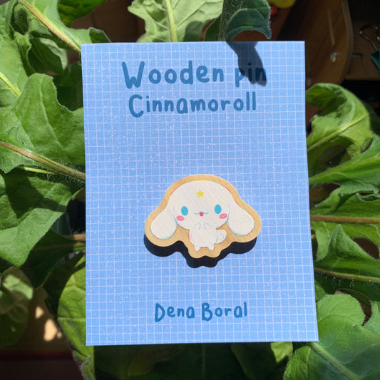 Pin de Madera Cinnamoroll | Cinnamoroll Wooden Pin Badge | Cinnamoroll