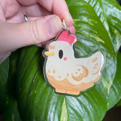 Llavero Gallina Stardew Valley Doble Diseño | Keyring Keychain Acrilico colgante regalo llaves mochila Keychain